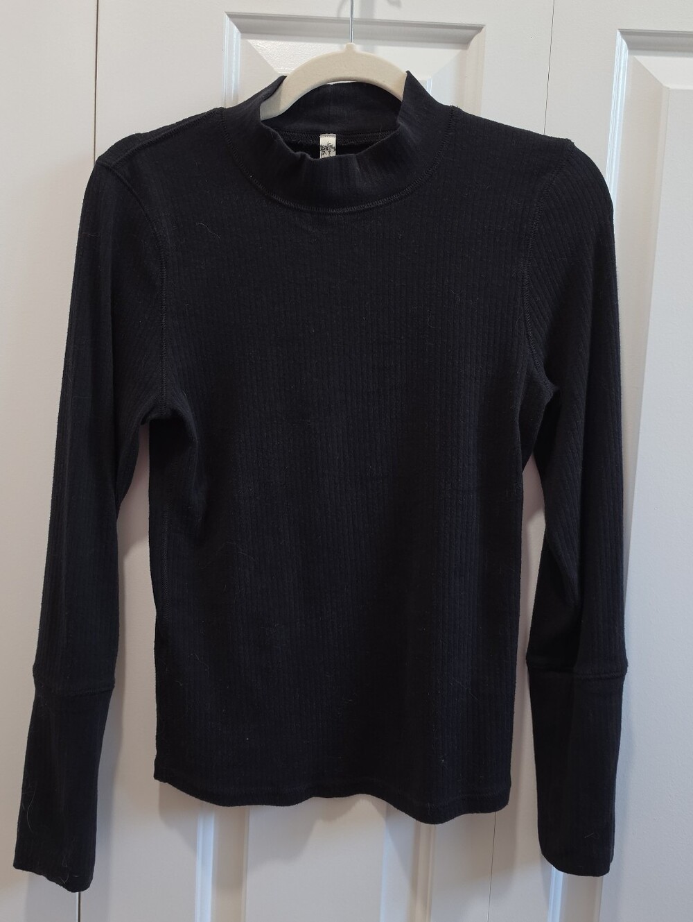 Free People The Rickie Top Black Ribbed Long Sleeve Tee